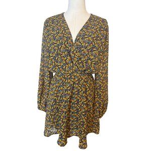 Zara S Floral Long-Sleeve Wrap Dress